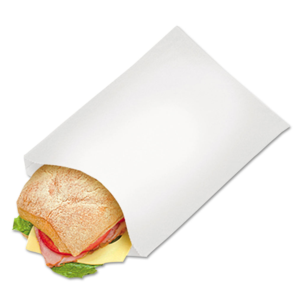 Grease-Resistant Single-Serve Bags, 6.5" x 8", White, 2,000/Carton