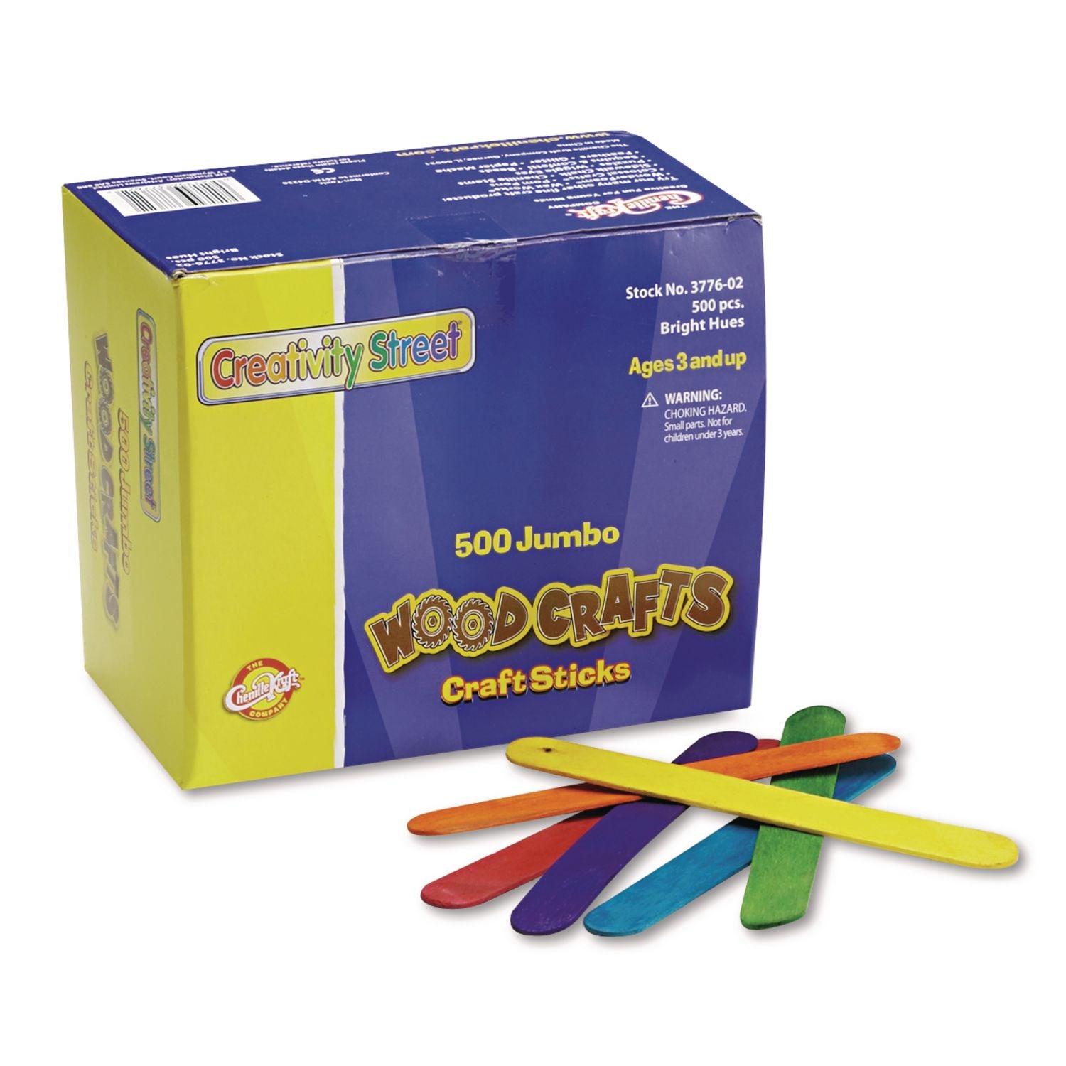 Colored Wood Craft Sticks, 6" x 0.75", Assorted, 500/Box