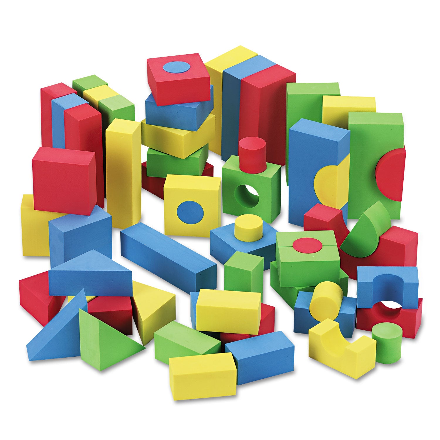 Blocks, High-Density Foam, Assorted Colors, 68/Pack - 