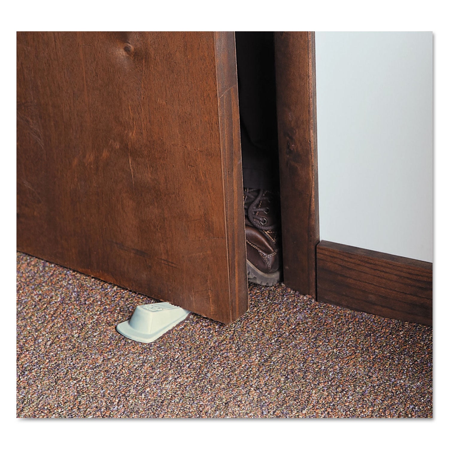 Big Foot Doorstop, No Slip Rubber Wedge, 2.25w x 4.75d x 1.25h, Beige - 