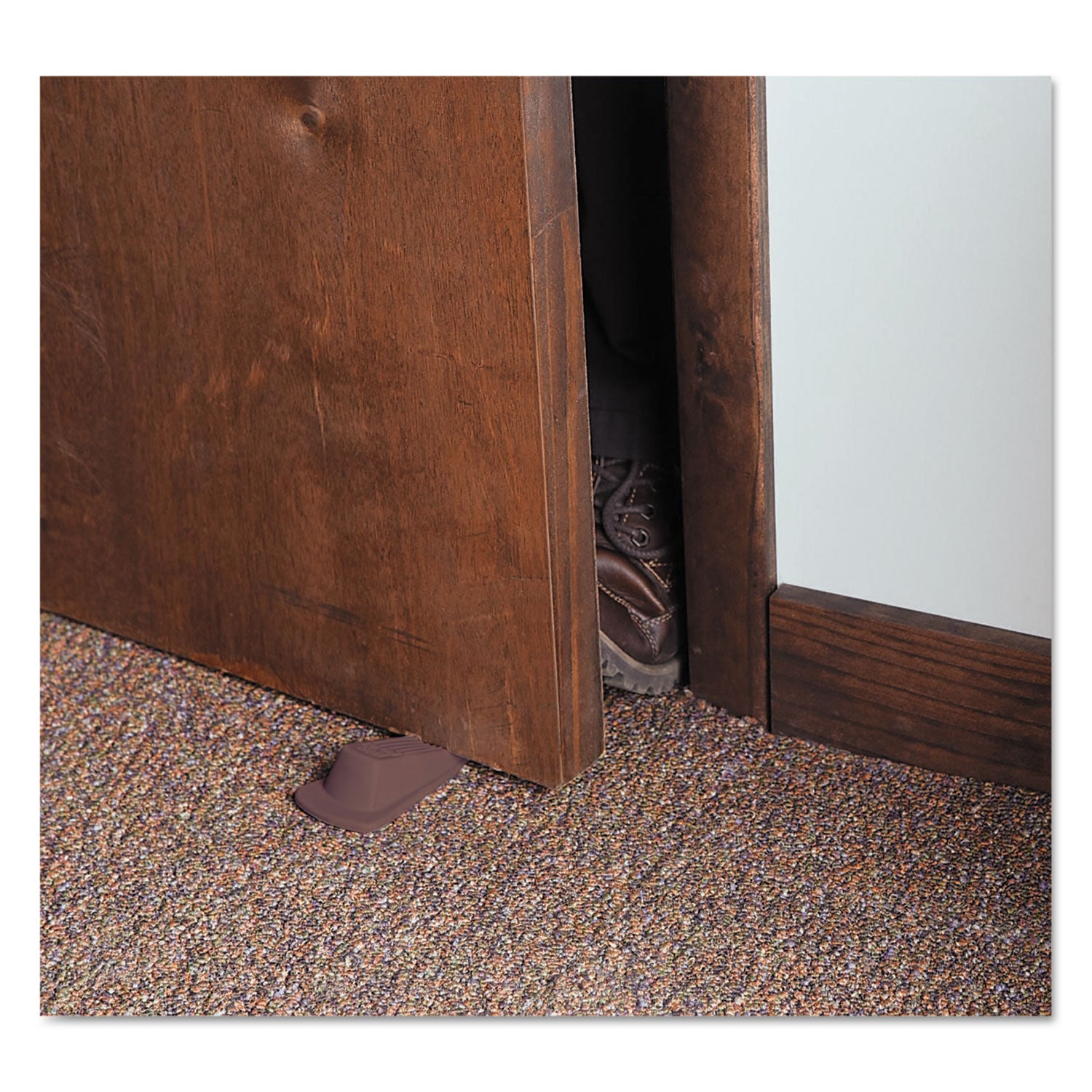 Big Foot Doorstop, No Slip Rubber Wedge, 2.25w x 4.75d x 1.25h, Brown - 
