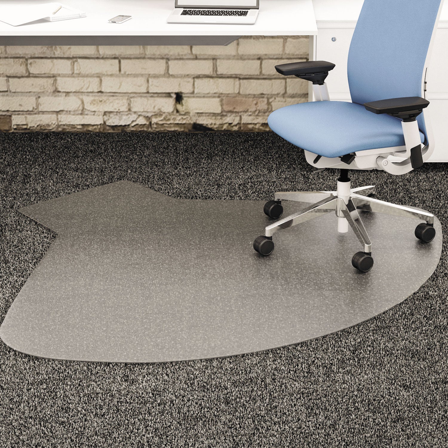 SuperMat Frequent Use Chair Mat, Medium Pile Carpet, 60 x 66, Workstation, Clear - 