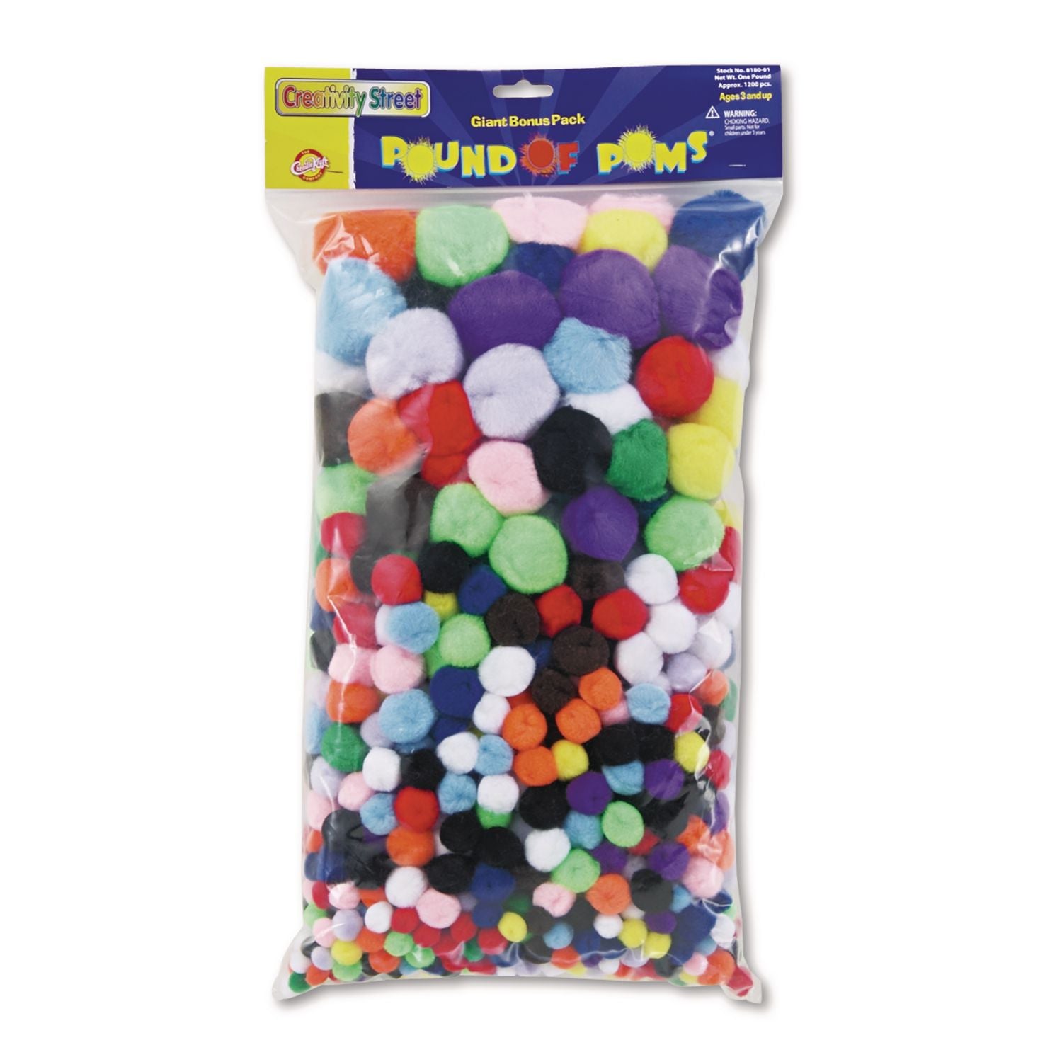 Pound of Poms Giant Bonus Pack, Assorted Colors, 1,000/Pack