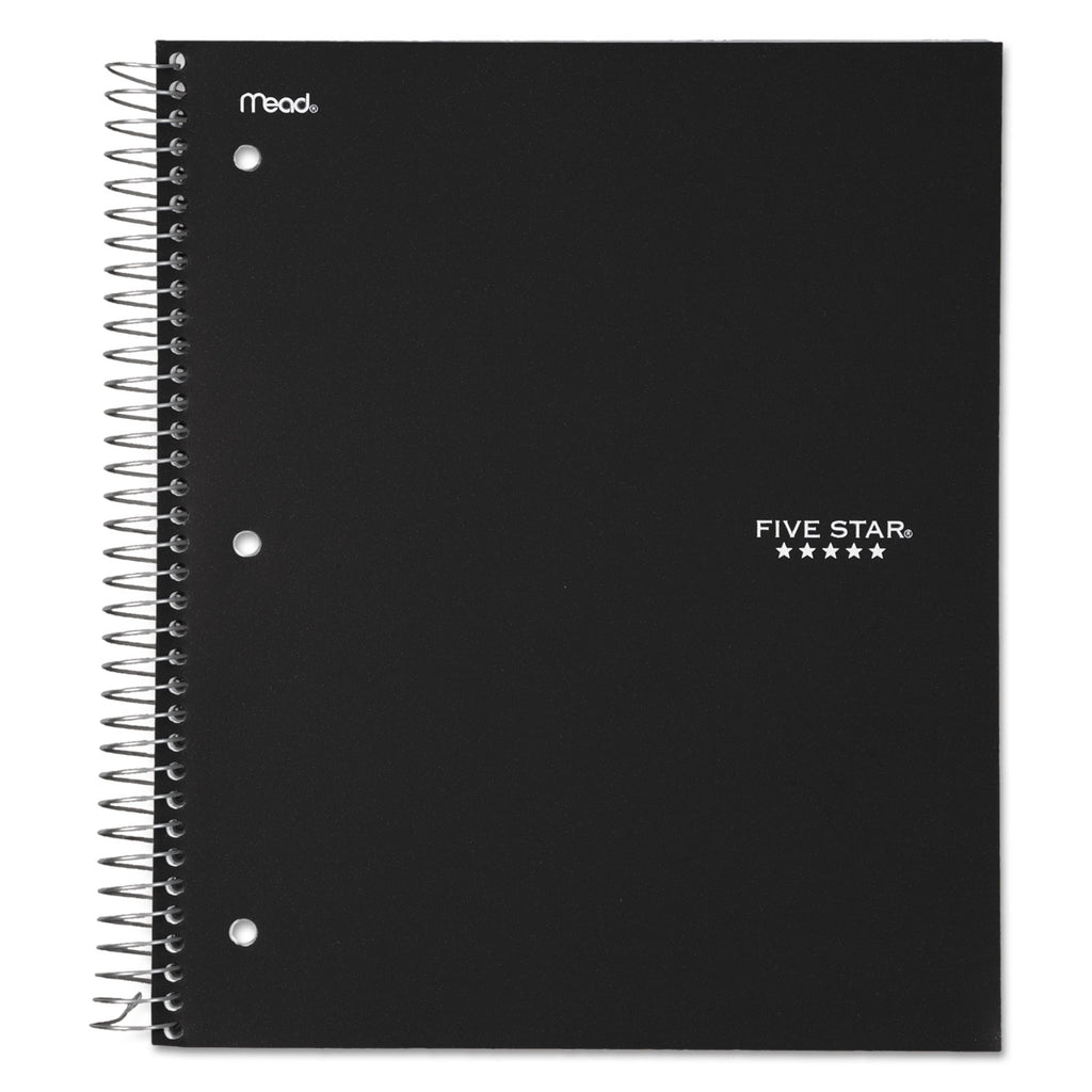 Wirebound Notebook with Four Pockets, 3-Subject, Medium/College Rule, Black Cover, (150) 11 x 8.5 Sheets