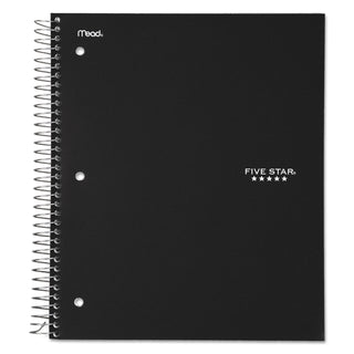 Wirebound Notebook with Four Pockets, 3-Subject, Medium/College Rule, Black Cover, (150) 11 x 8.5 Sheets