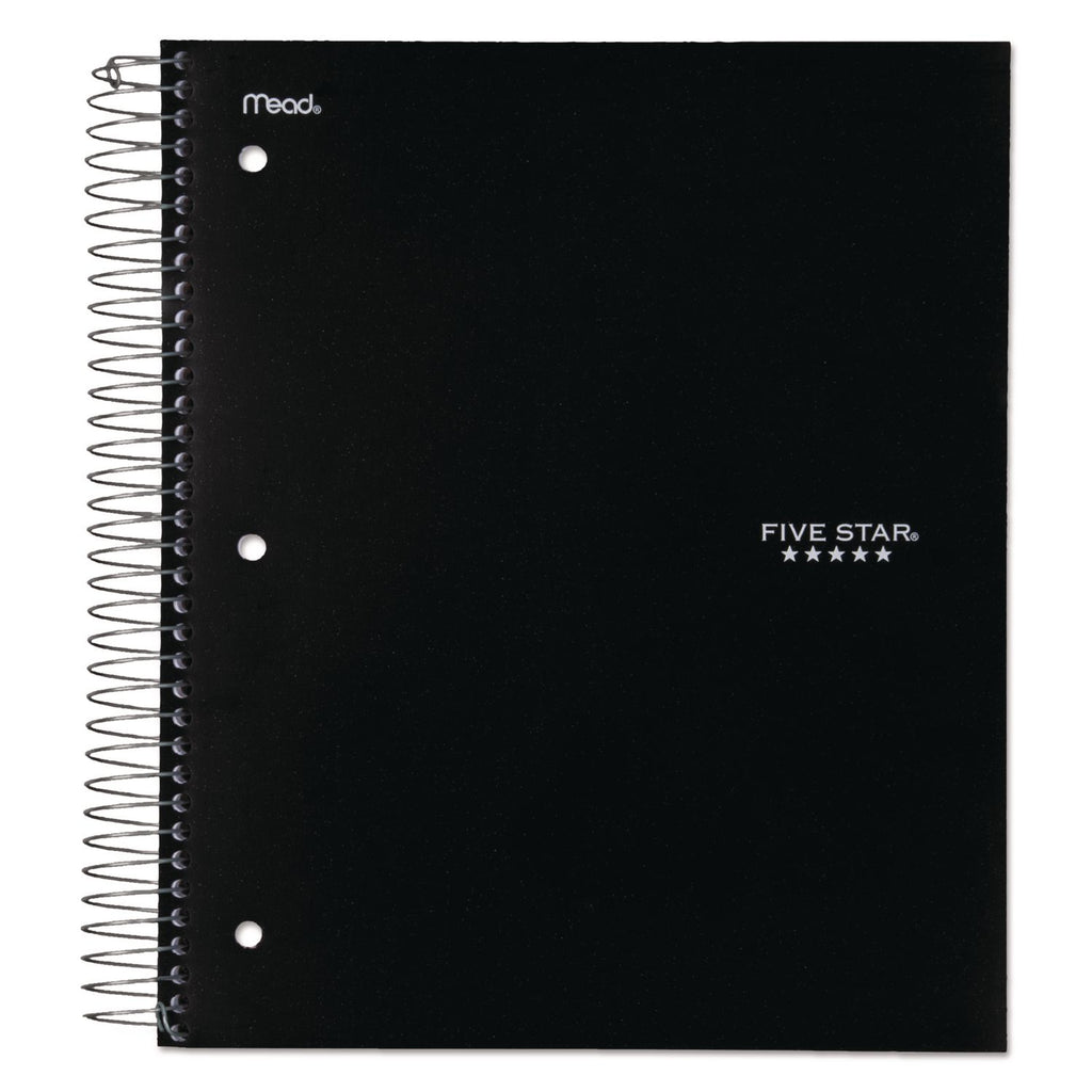 Five Star Notebook - 5 Subject(s) - 200 Sheets - Wire Bound - College Ruled - 3 Hole(s) - Letter - 8 1/2" x 11" - Black Cover - Bleed Resistant, Pocket, Perforated, Water Resistant, Spiral Lock, Acid-free, Pocket Divider - 1 Each