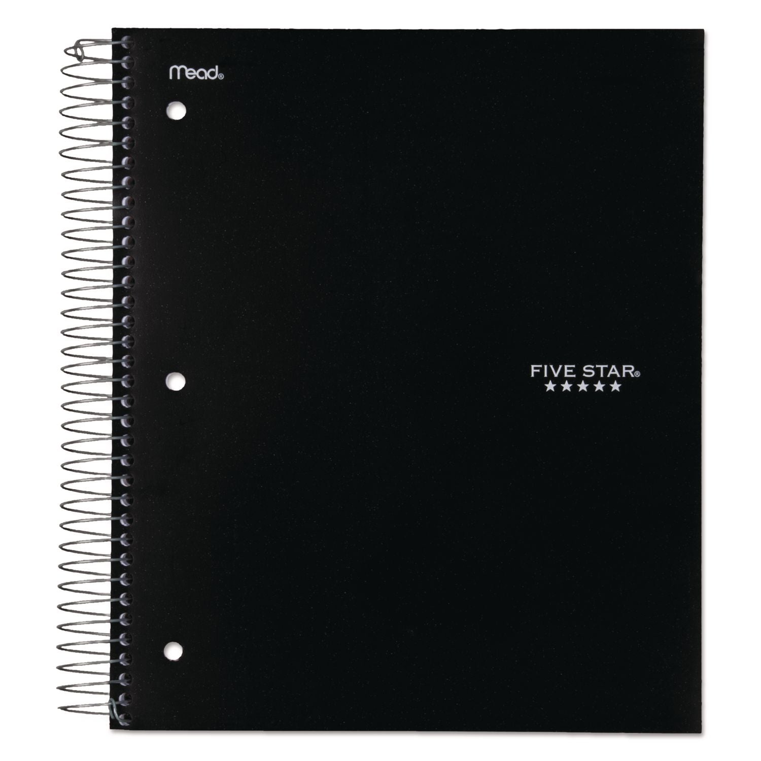 Five Star Notebook - 5 Subject(s) - 200 Sheets - Wire Bound - College Ruled - 3 Hole(s) - Letter - 8 1/2" x 11" - Black Cover - Bleed Resistant, Pocket, Perforated, Water Resistant, Spiral Lock, Acid-free, Pocket Divider - 1 Each