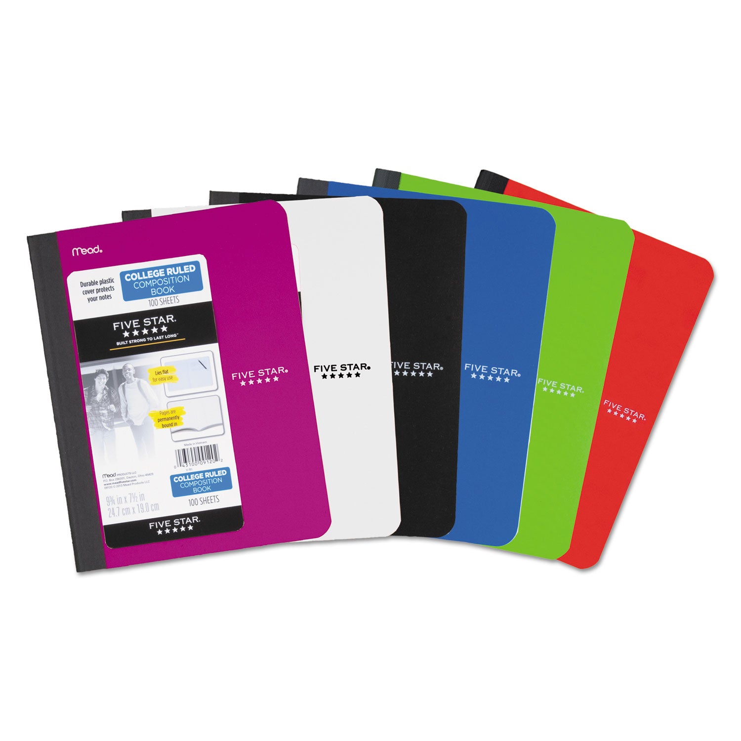 Composition Book, Casebound, Medium/College Rule, Randomly Assorted Cover Color, (100) 9.75 x 7.5 Sheets - 