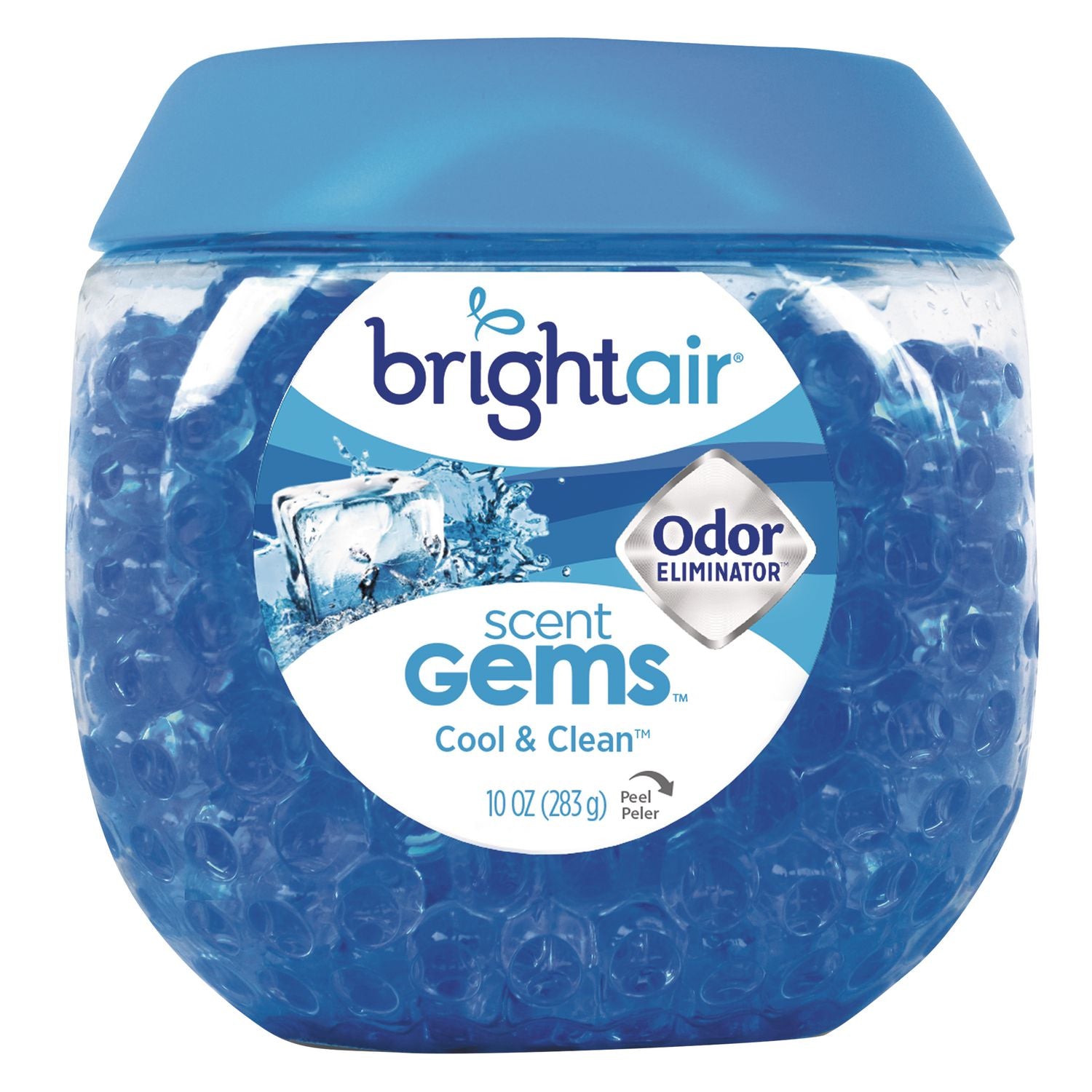 Scent Gems Odor Eliminator, Cool and Clean, Blue, 10 oz Jar, 6/Carton