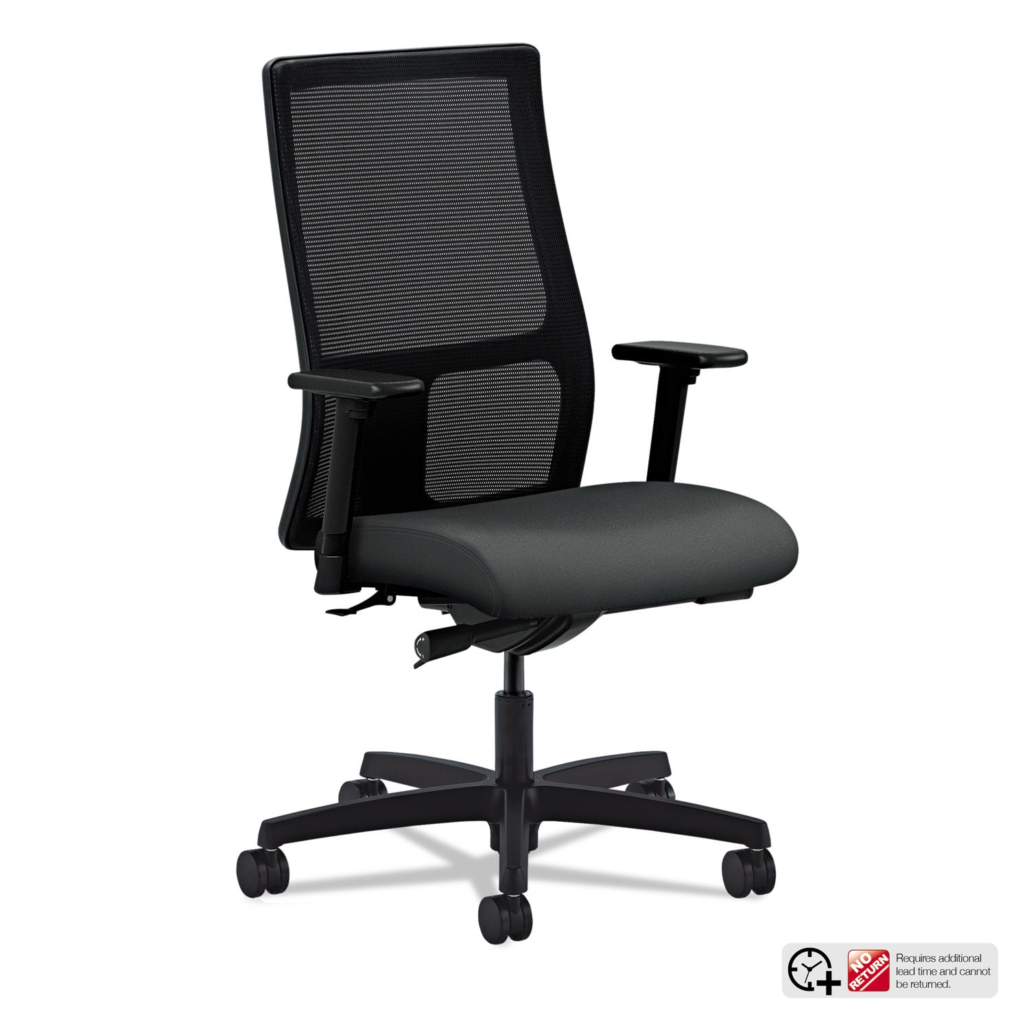 Ignition Series Mesh Mid-Back Work Chair, Supports Up to 300 lb, 17.5" to 22" Seat Height, Iron Ore Seat, Black Back/Base - 