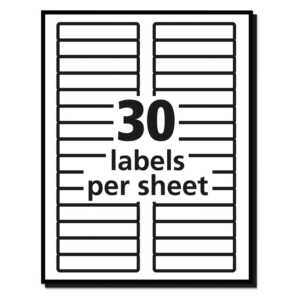 Permanent TrueBlock File Folder Labels with Sure Feed Technology, 0.66 x 3.44, White, 30/Sheet, 50 Sheets/Box