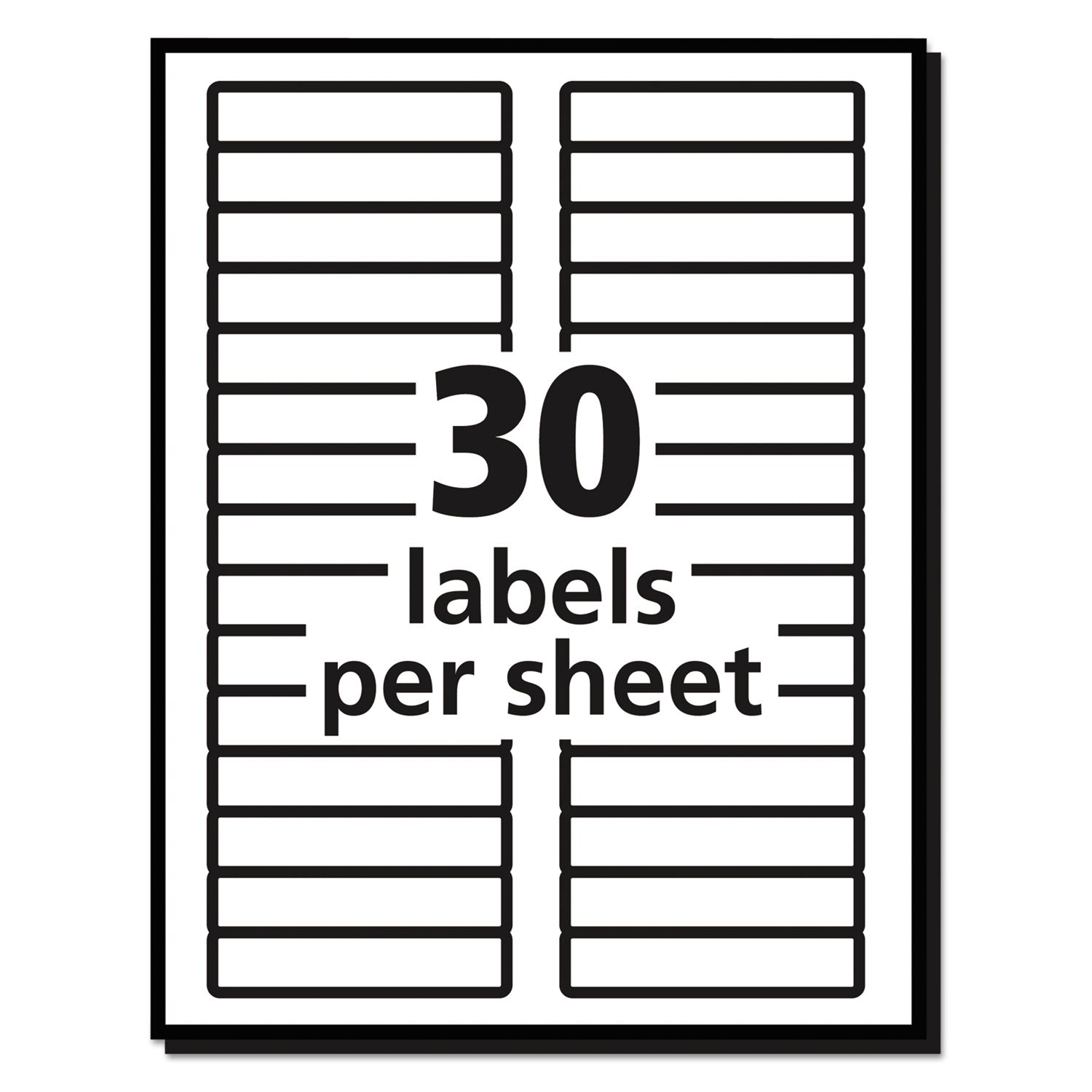 Permanent TrueBlock File Folder Labels with Sure Feed Technology, 0.66 x 3.44, White, 30/Sheet, 50 Sheets/Box