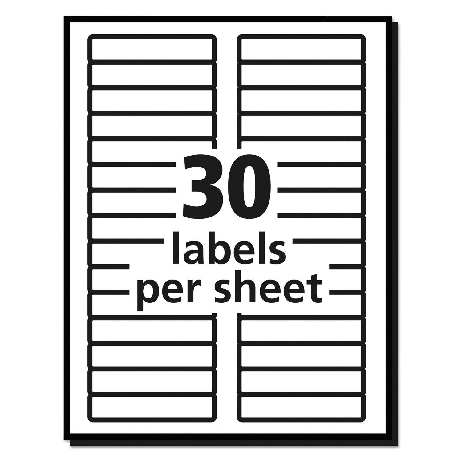 Permanent TrueBlock File Folder Labels with Sure Feed Technology, 0.66 x 3.44, White, 30/Sheet, 50 Sheets/Box - 