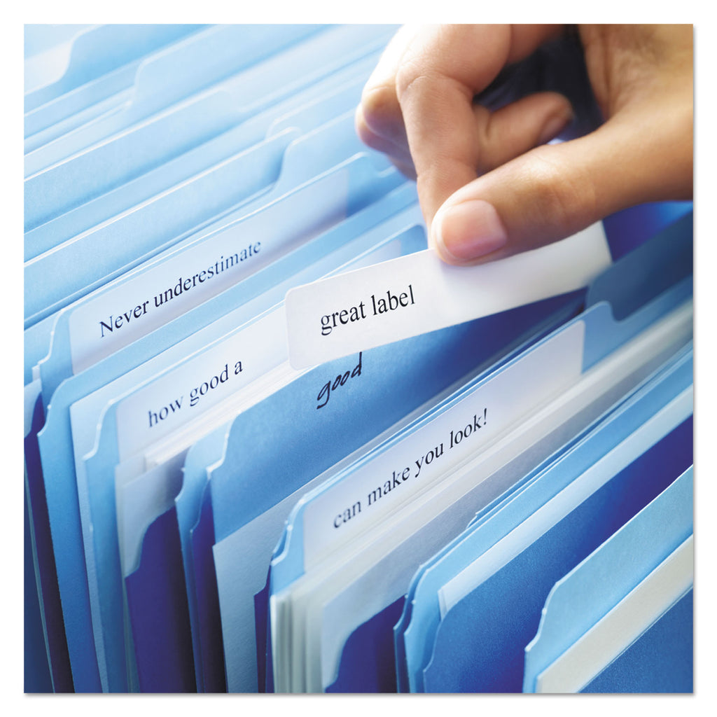 Permanent TrueBlock File Folder Labels with Sure Feed Technology, 0.66 x 3.44, White, 30/Sheet, 50 Sheets/Box