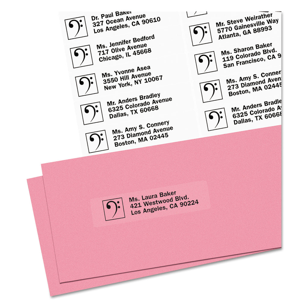 Matte Clear Easy Peel Mailing Labels w/ Sure Feed Technology, Laser Printers, 1 x 4, Clear, 20/Sheet, 50 Sheets/Box