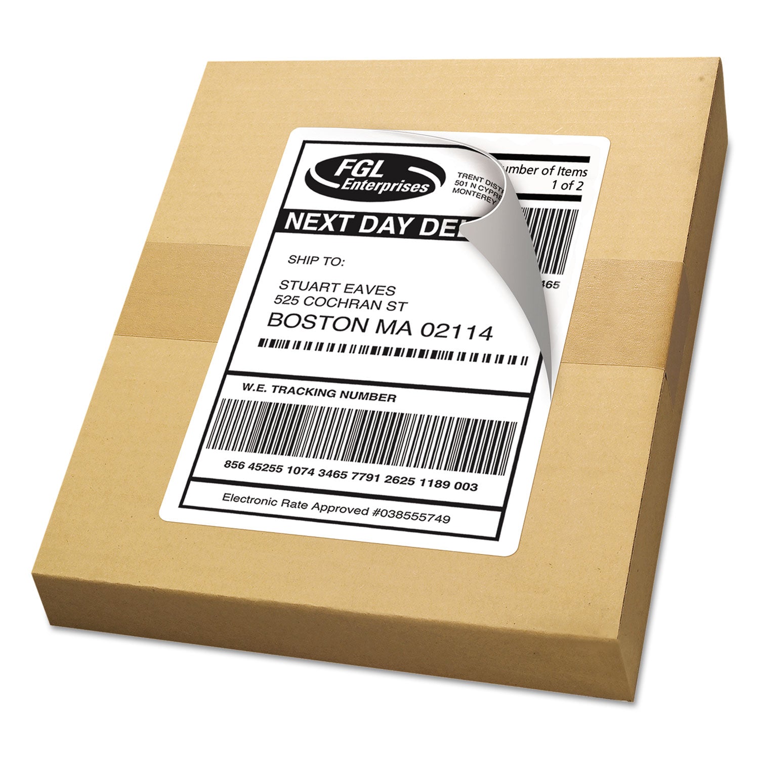 Shipping Labels w/ TrueBlock Technology, Inkjet Printers, 5.5 x 8.5, White, 2/Sheet, 25 Sheets/Pack