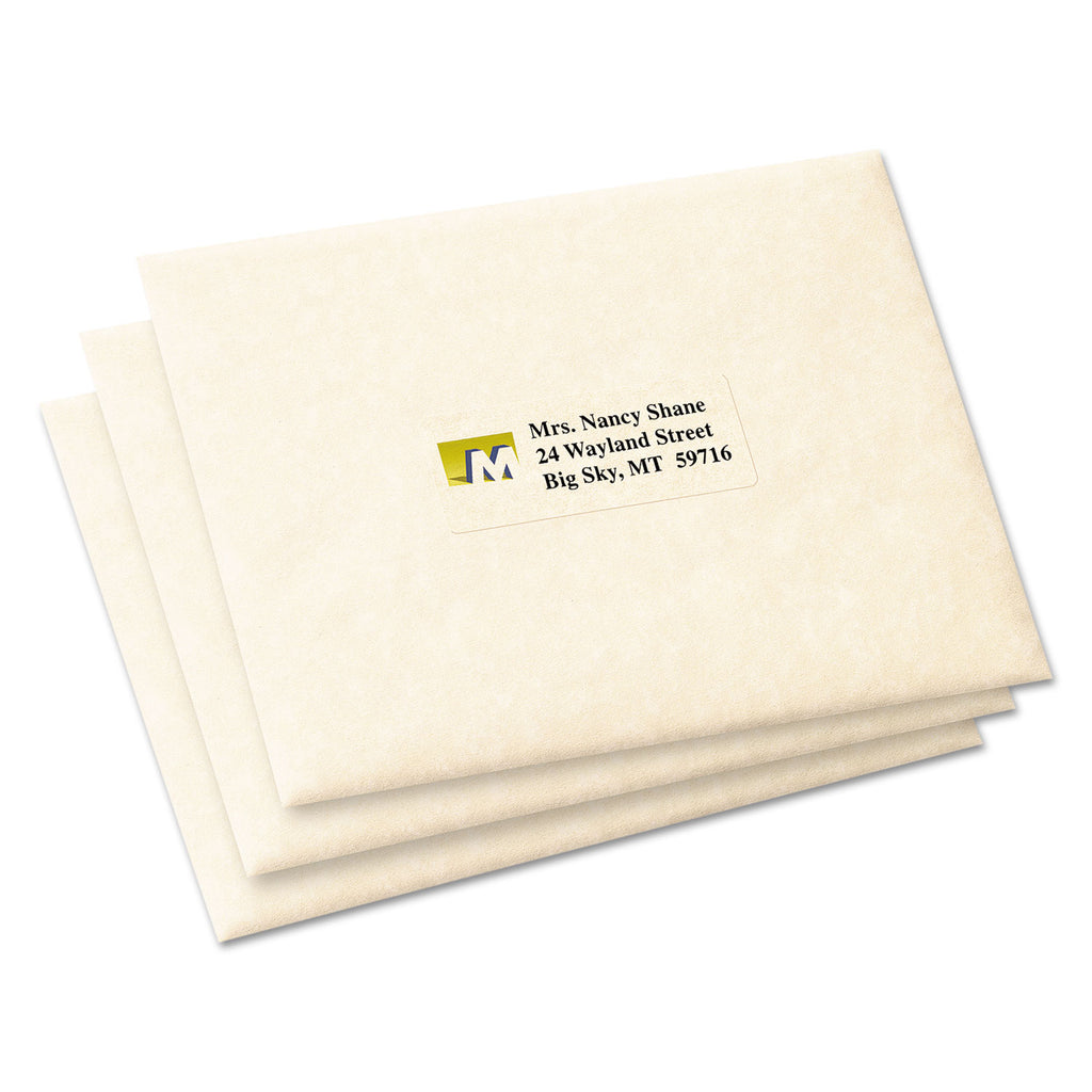Matte Clear Easy Peel Mailing Labels w/ Sure Feed Technology, Inkjet Printers, 1 x 2.63, Clear, 30/Sheet, 10 Sheets/Pack