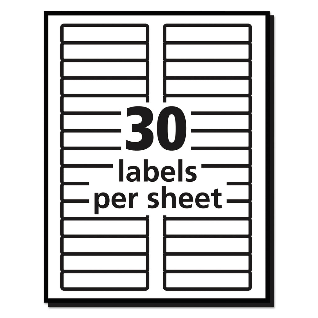 Removable File Folder Labels with Sure Feed Technology, 0.66 x 3.44, White, 30/Sheet, 25 Sheets/Pack