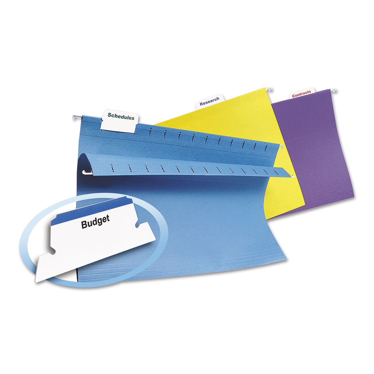 Laser Printable Hanging File Tabs, 1/5-Cut, White, 2.06" Wide, 90/Pack - 