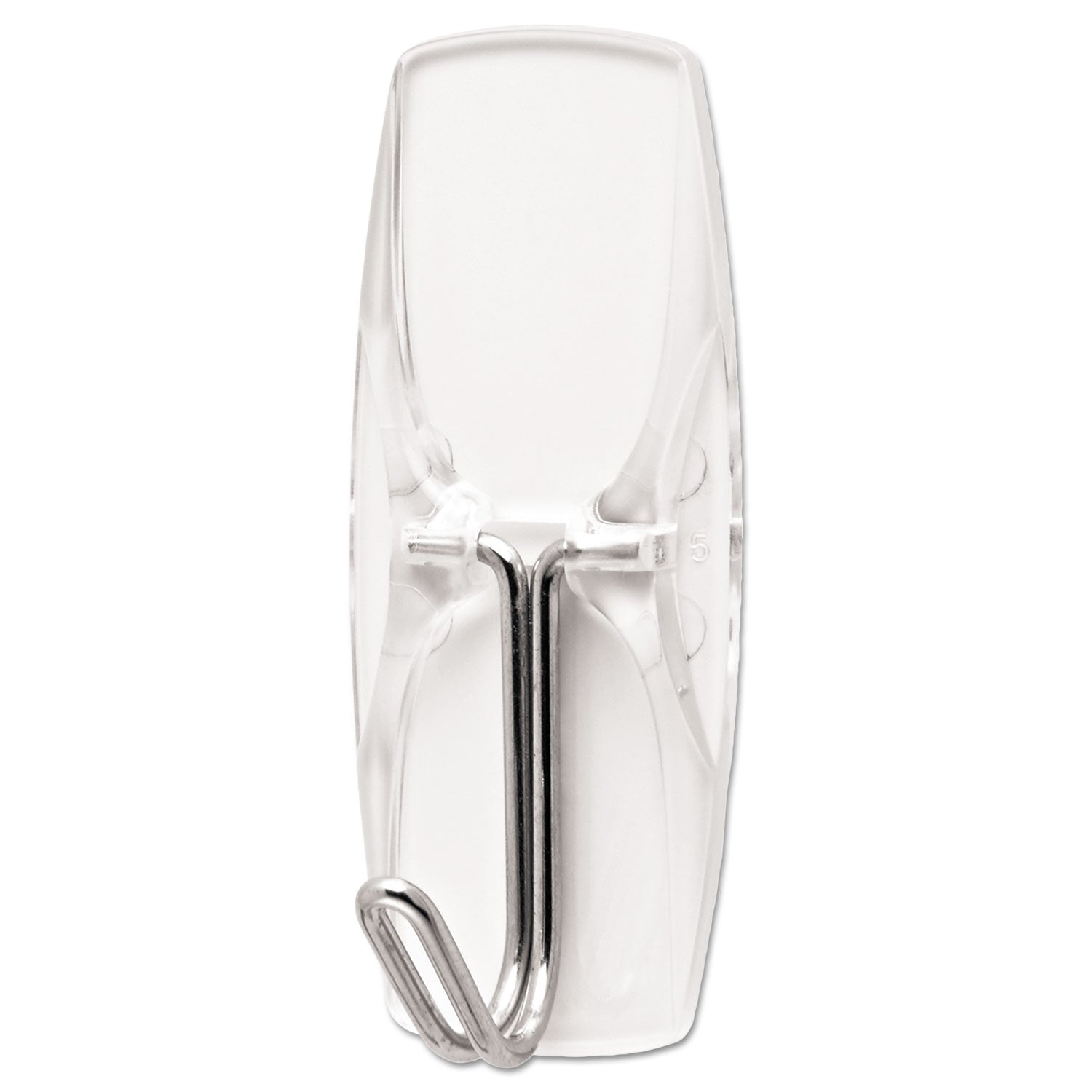 Clear Hooks and Strips, Medium, Plastic, 2 lb Capacity, 6 Hooks and 8 Strips/Pack - 