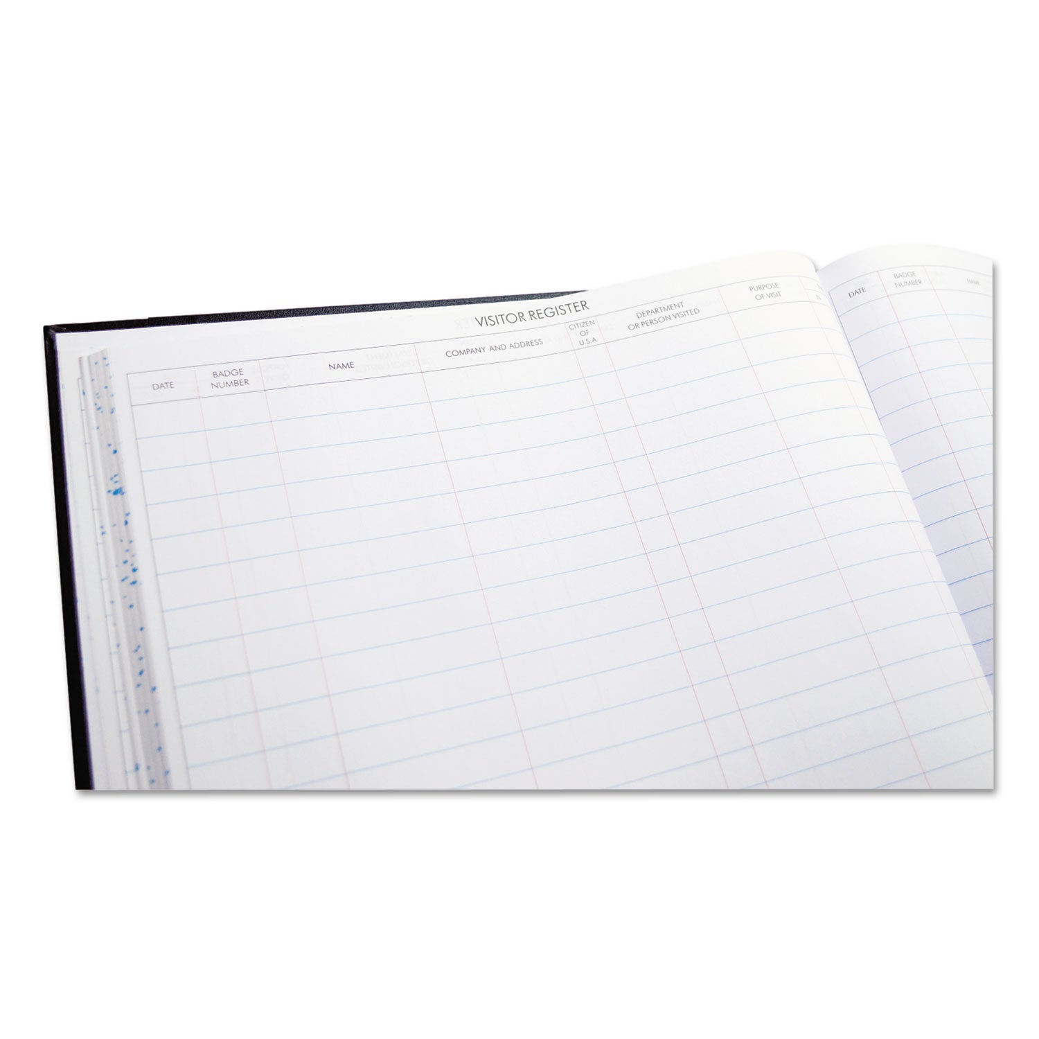 Detailed Visitor Register Book, 8 Column Format, Black Cover, 12.25 x 9.5 Sheets, 208 Sheets/Book - 