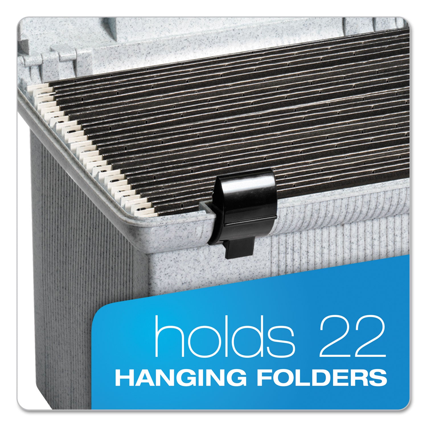 Portable File Boxes, Letter Files, 13.88" x 14" x 11.13", Granite - 