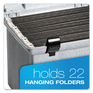 Portable File Boxes, Letter Files, 13.88" x 14" x 11.13", Granite - 