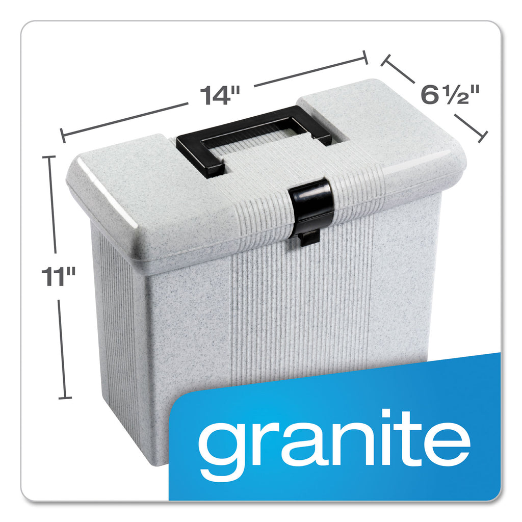 Portable File Boxes, Letter Files, 14.88" x 6.5" x 11.88", Granite - 