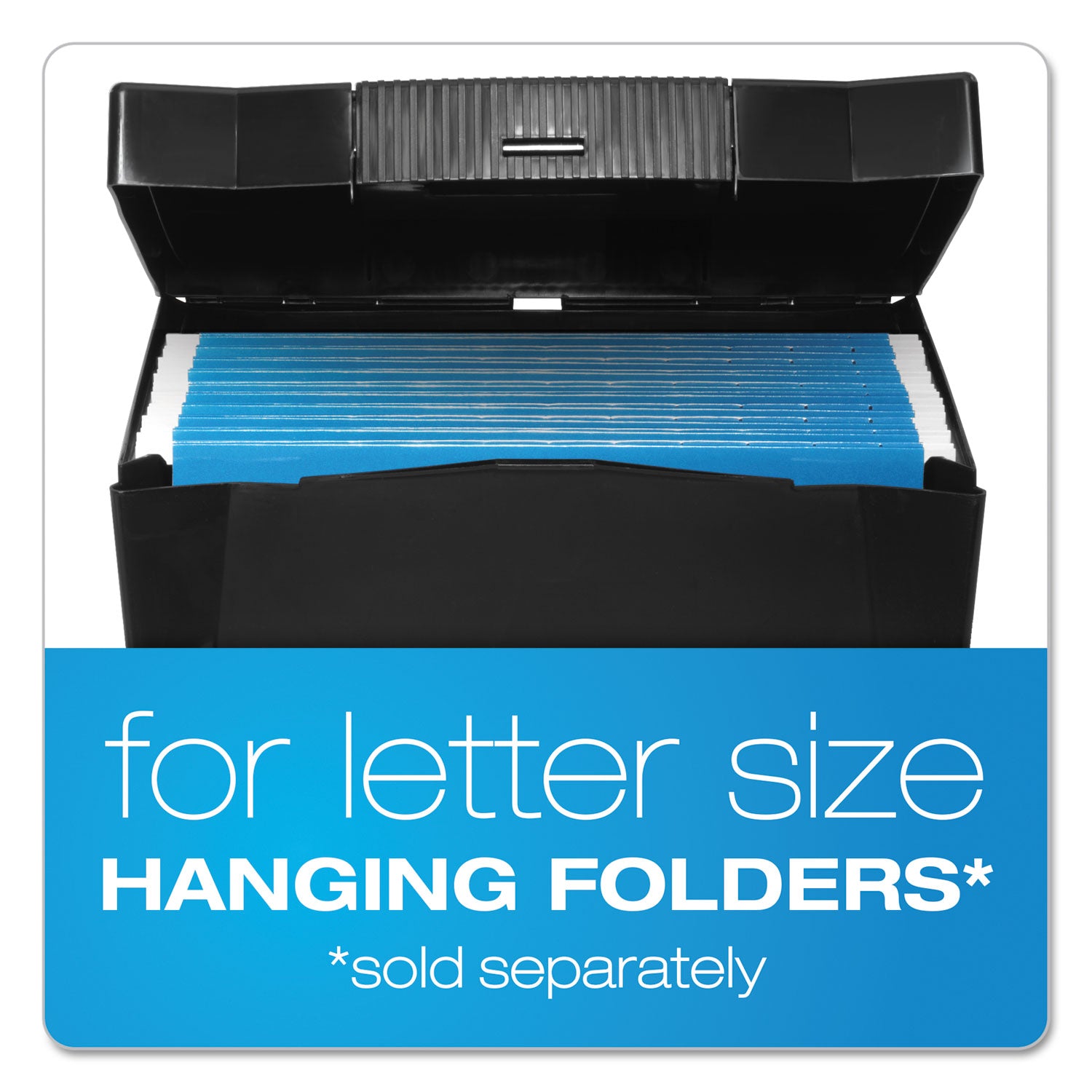 Portable Letter Size File Box, Letter Files, 13.5" x 10.25" x 10.88", Black - 