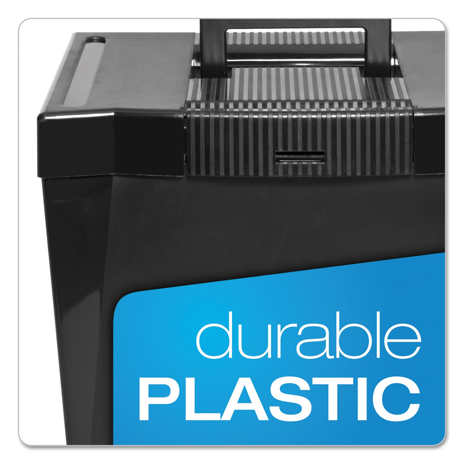 Portable Letter Size File Box, Letter Files, 13.5" x 10.25" x 10.88", Black - 
