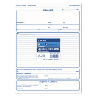 Proposal Form, Three-Part Carbonless, 11 x 8.5, 50 Forms Total