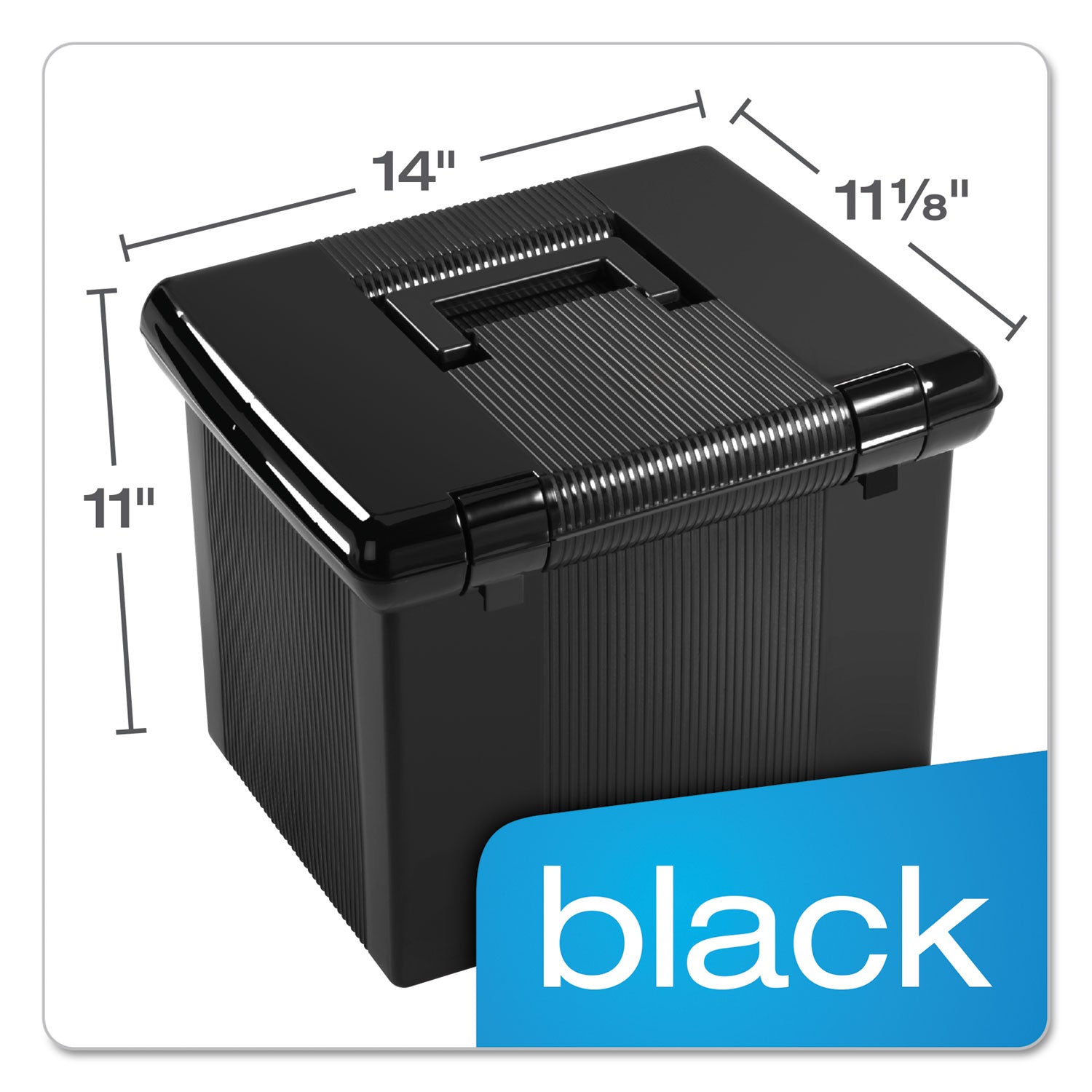 Portable File Boxes, Letter Files, 13.88" x 14" x 11.13", Black - 
