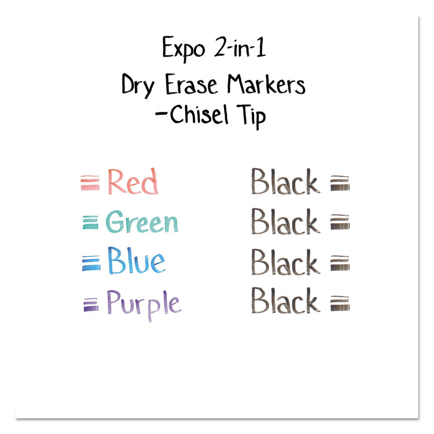 2-in-1 Dry Erase Markers, Fine/Broad Chisel Tips, Assorted Primary Colors, 4/Pack