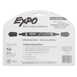 2-in-1 Dry Erase Markers, Fine/Broad Chisel Tips, Assorted Primary Colors, 4/Pack