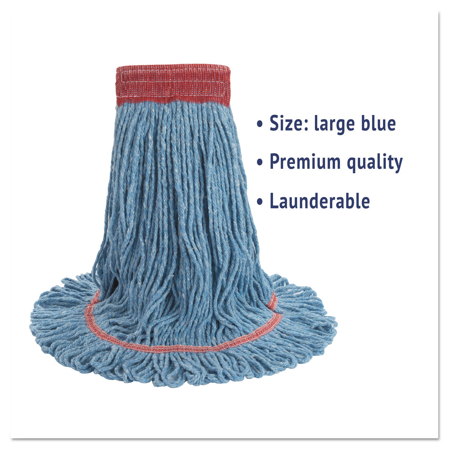 Super Loop Wet Mop Head, Cotton/Synthetic Fiber, 5" Headband, Large Size, Blue, 12/Carton - 