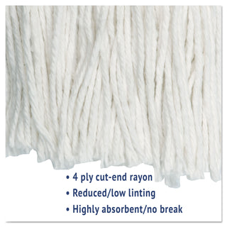 Cut-End Wet Mop Head, Rayon, No. 24, White, 12/Carton