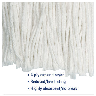 Cut-End Wet Mop Head, Rayon, No. 24, White