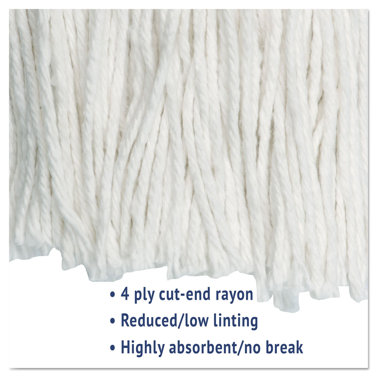 Cut-End Wet Mop Head, Rayon, No. 20, White