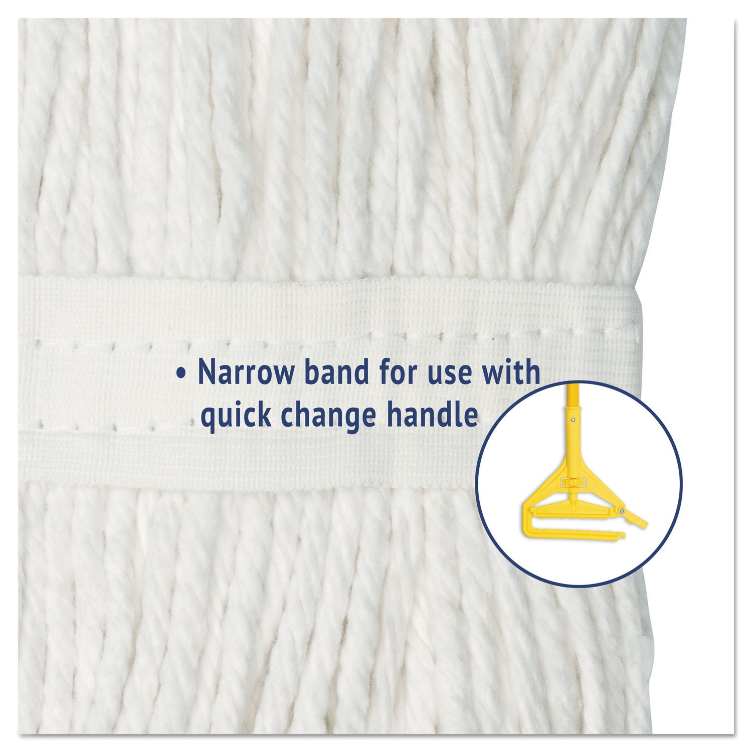 Cut-End Wet Mop Head, Cotton, No. 16 Size, White - 