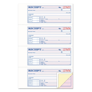 Money and Rent Receipt Book, Account + Payment Sections, Three-Part Carbonless, 7.13 x 2.75, 4 Forms/Sheet, 100 Forms Total - 