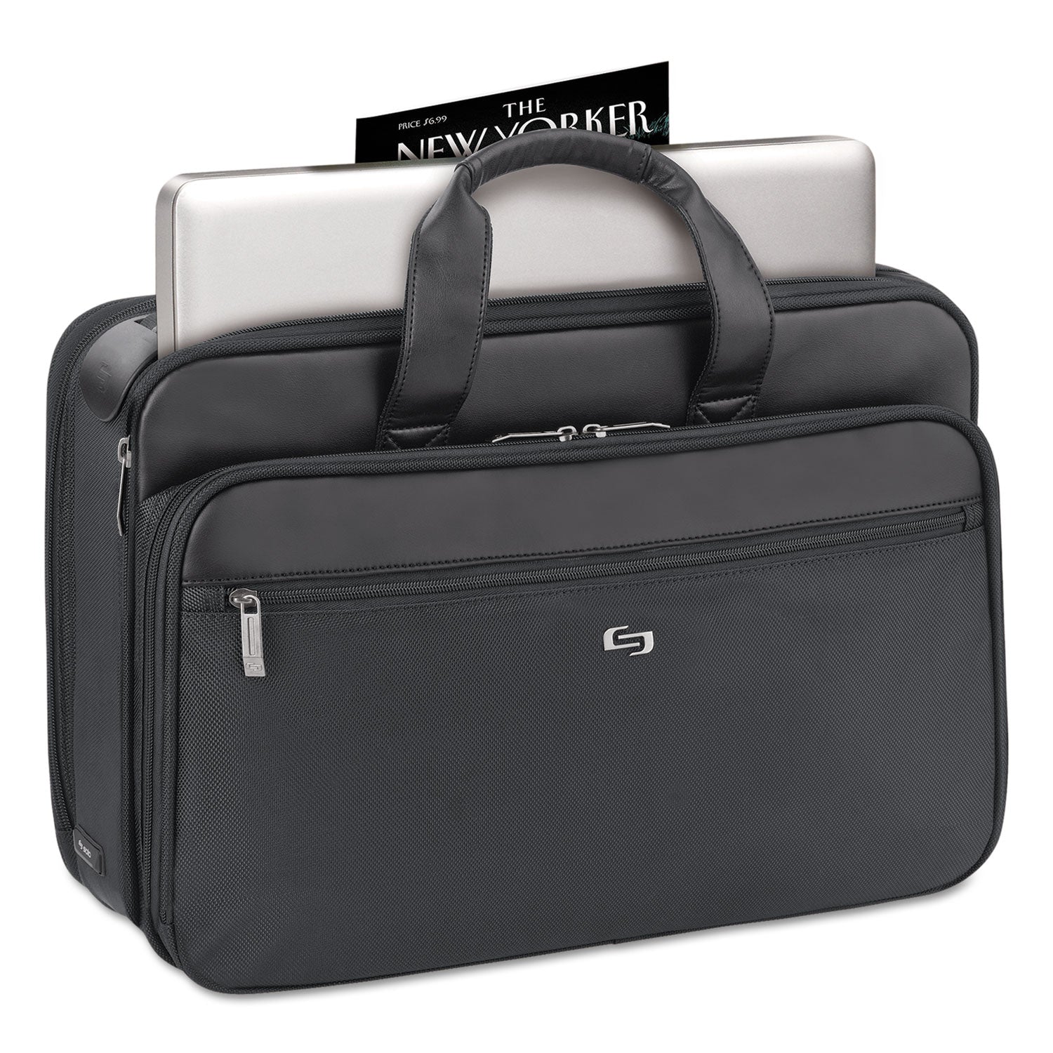 Classic Smart Strap Briefcase, Fits Devices Up to 16", Ballistic Polyester, 17.5 x 5.5 x 12, Black - 