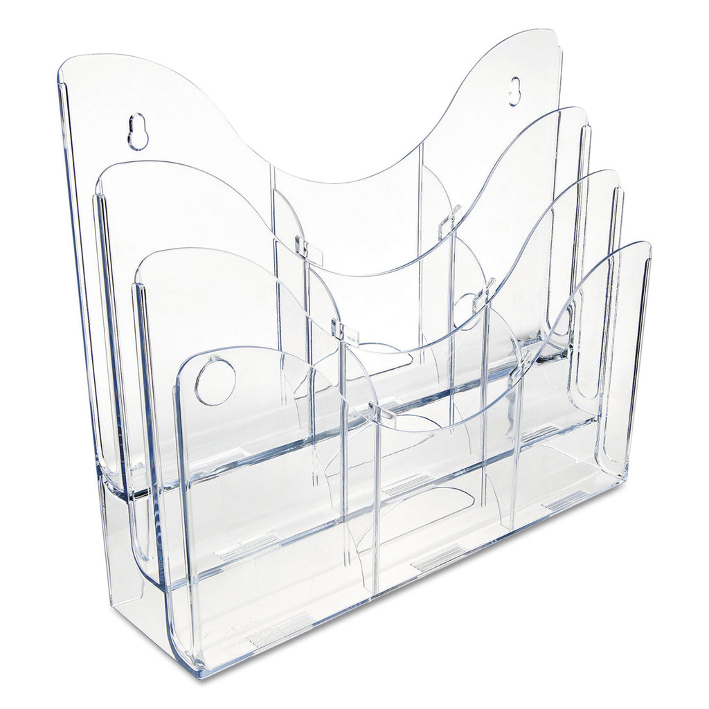 3-Tier Document Organizer w/6 Removable Dividers, 14w x 3.5d x 11.5h, Clear - 