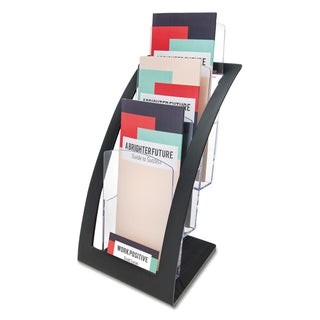 3-Tier Literature Holder, Leaflet Size, 6.75w x 6.94d x 13.31h, Black - 