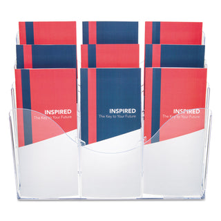 3-Tier Document Organizer w/6 Removable Dividers, 14w x 3.5d x 11.5h, Clear - 