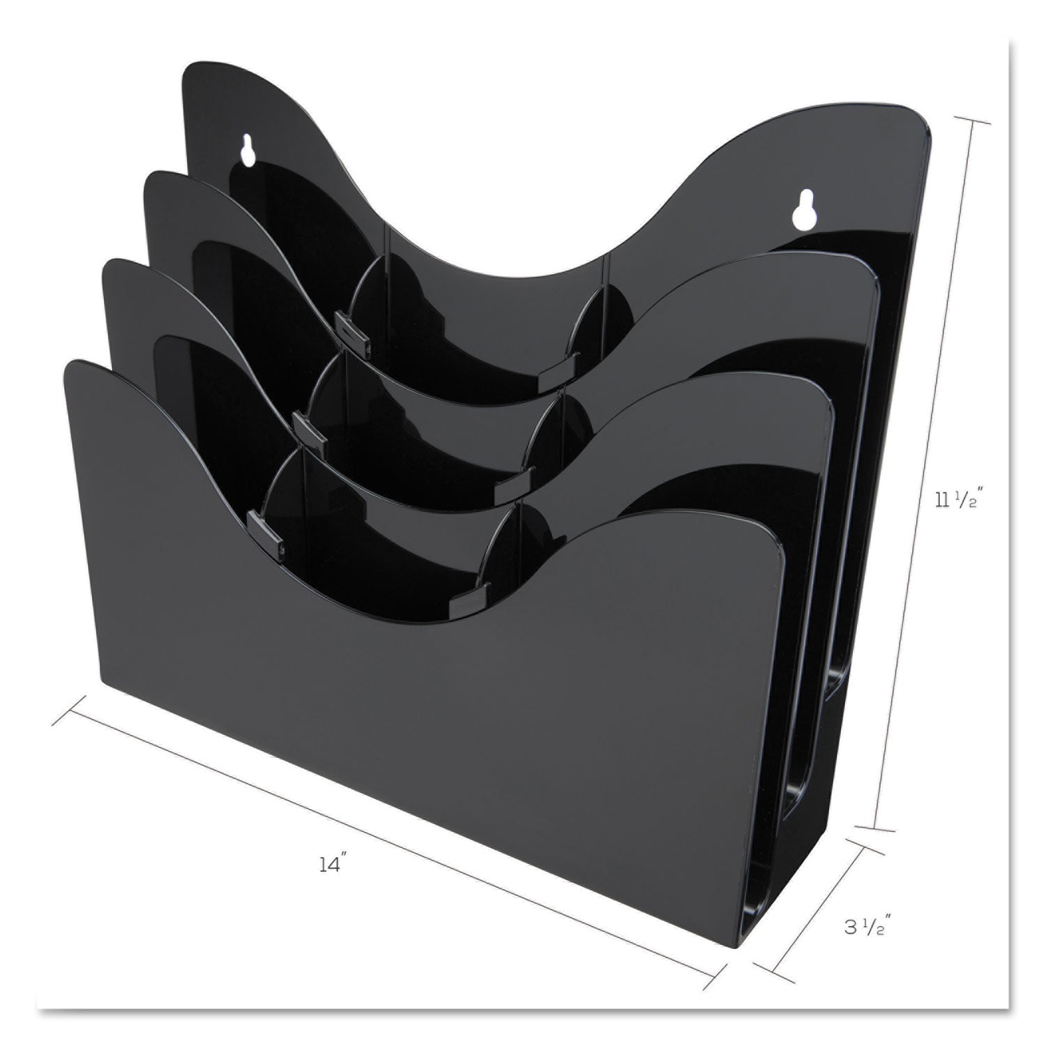 3-Tier Document Organizer w/6 Removable Dividers, 13.38w x 3.5d x 11.5h, Black - 