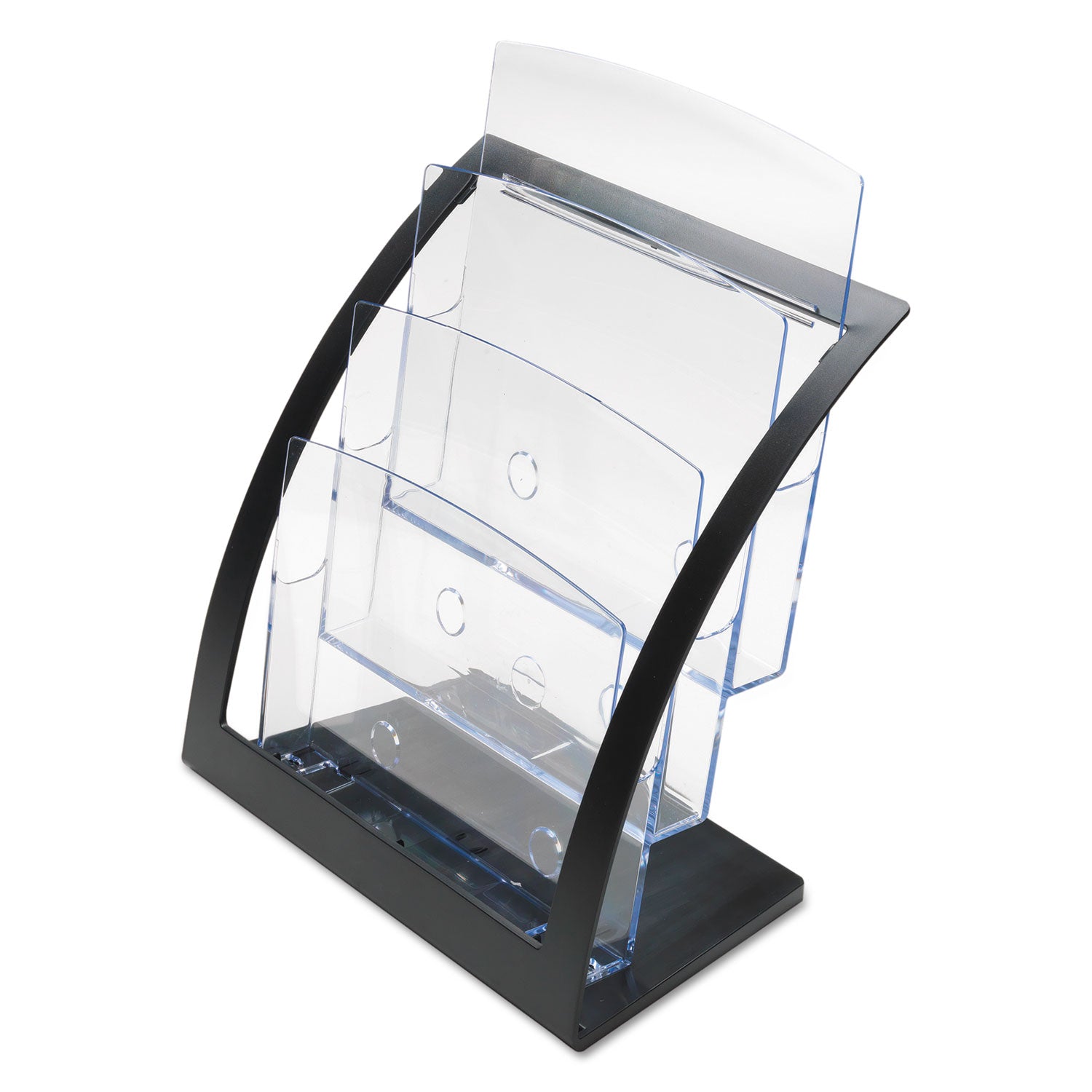 3-Tier Literature Holder, Leaflet Size, 11.25w x 6.94d x 13.31h, Black, Ships in 4-6 Business Days - 
