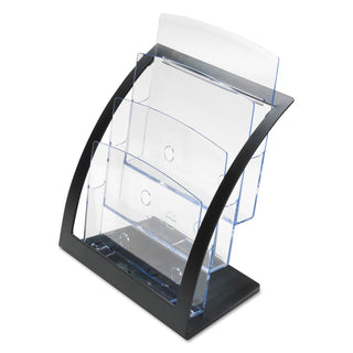 3-Tier Literature Holder, Leaflet Size, 11.25w x 6.94d x 13.31h, Black, Ships in 4-6 Business Days - 