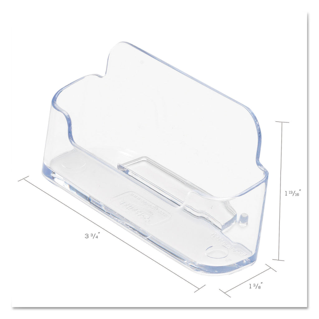 Horizontal Business Card Holder, Holds 50 Cards, 3.88 x 1.38 x 1.81, Plastic, Clear