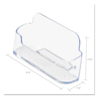 Horizontal Business Card Holder, Holds 50 Cards, 3.88 x 1.38 x 1.81, Plastic, Clear