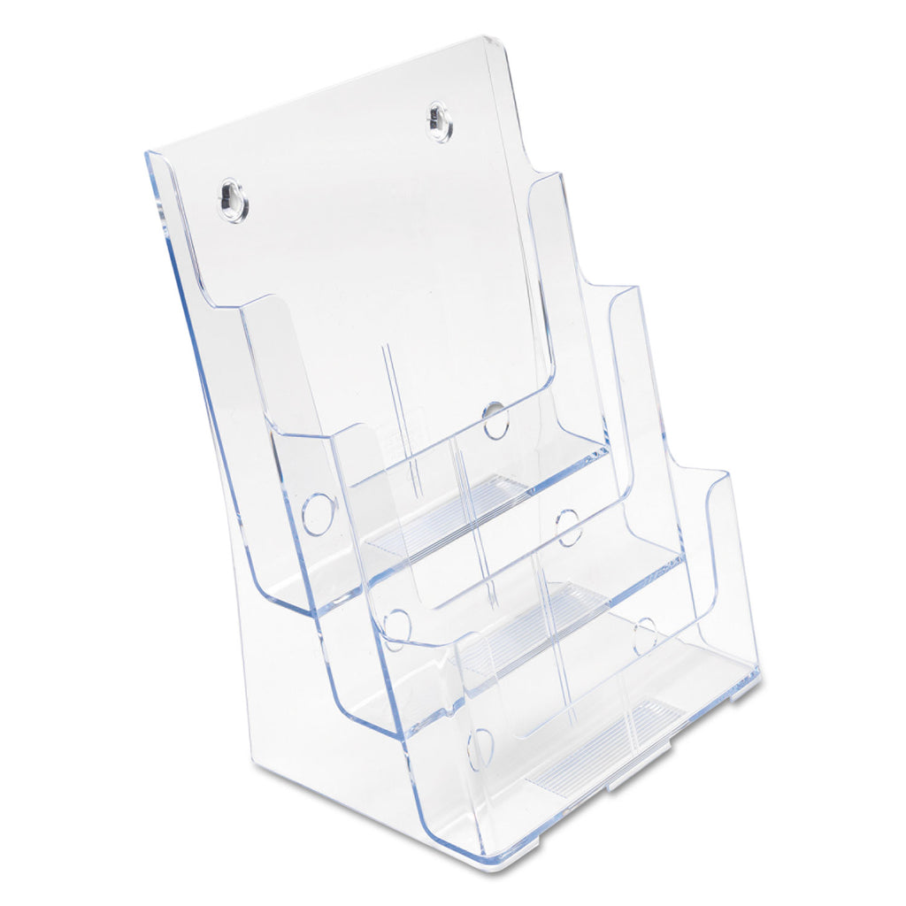 3-Compartment DocuHolder, Magazine Size, 9.5w x 6.25d x 12.63, Clear - 